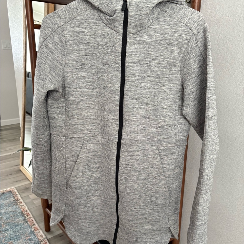 Gray Hooded Zip-Up Jacket